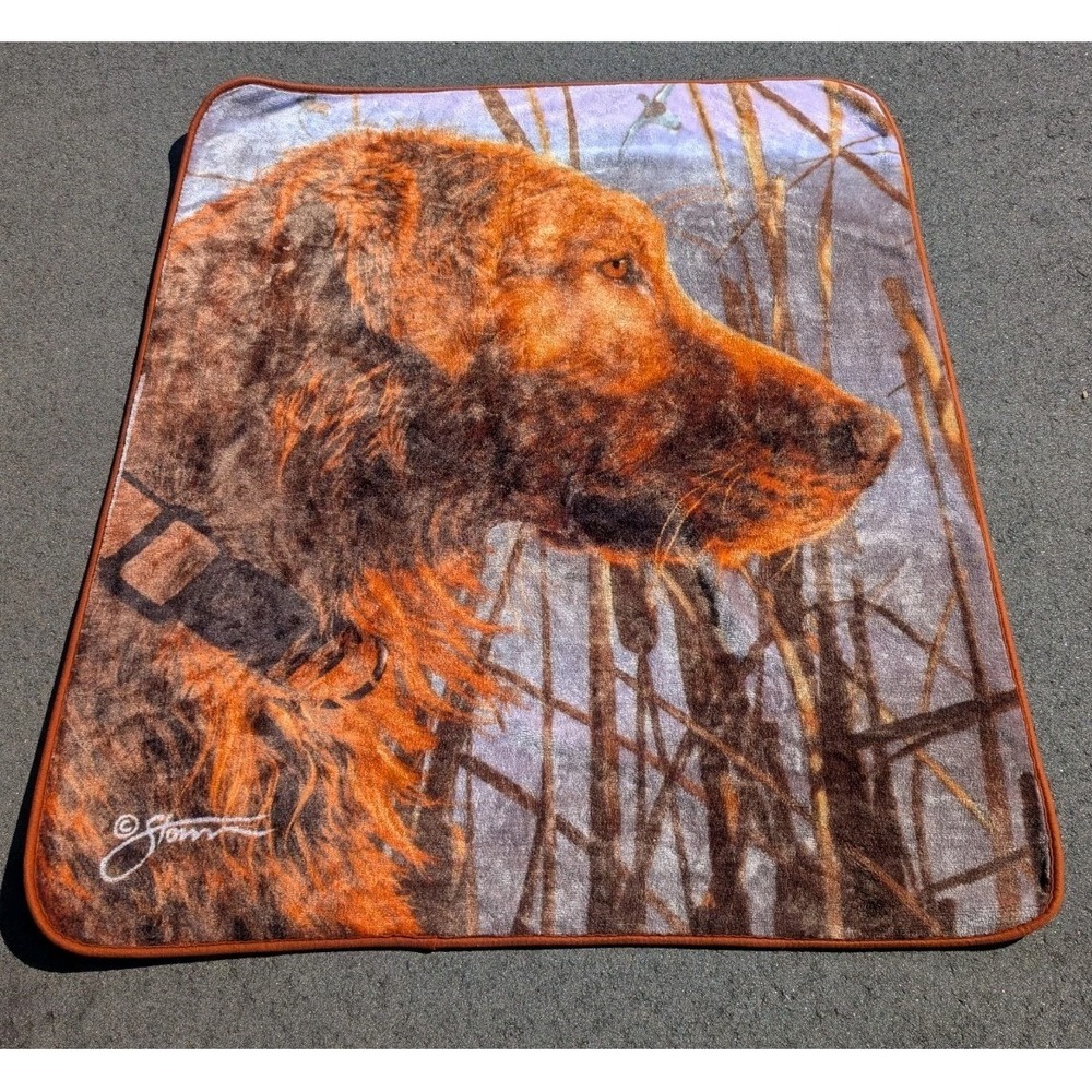 Duck Fowl Hunter Retriever Dog Fleece Throw Blanket Signed Storm 58" x 50"
